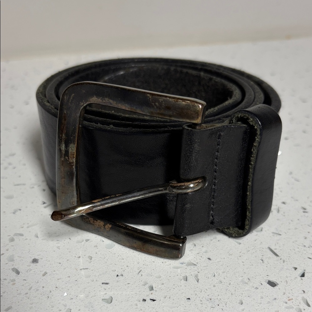 Milos Handmade in ItalyClassic Black Leather Belt for Men size 32-34